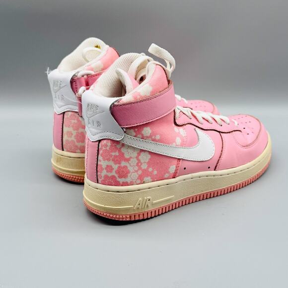 Nike Shoes Womens 6 Pink Air Force 1 High Top Floral Ankle Strap AF1 Sneakers - Picture 9 of 11